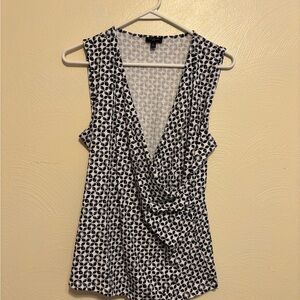 Talbots Black and White Wrap Blouse